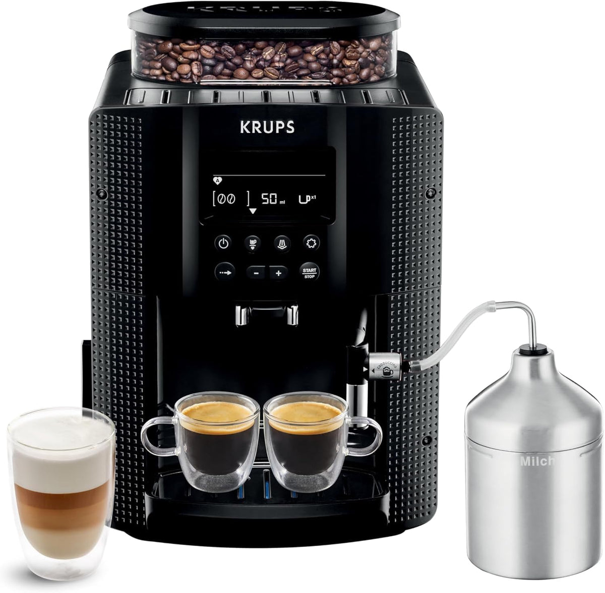 Macchina da caffè automatica Krups Essential con tubo per il latte