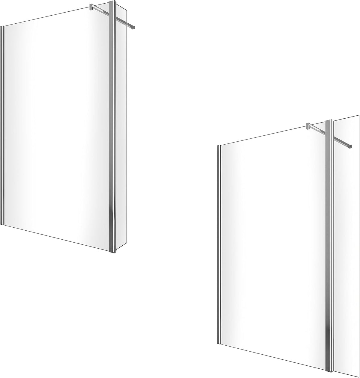 PARETE DOCCIA WALK-IN CON PORTA DOCCIA A BATTENTE ABBINATA