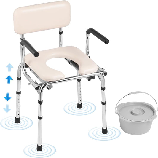 VEVOR sedia da toilette, comò da comodino con seduta imbottita